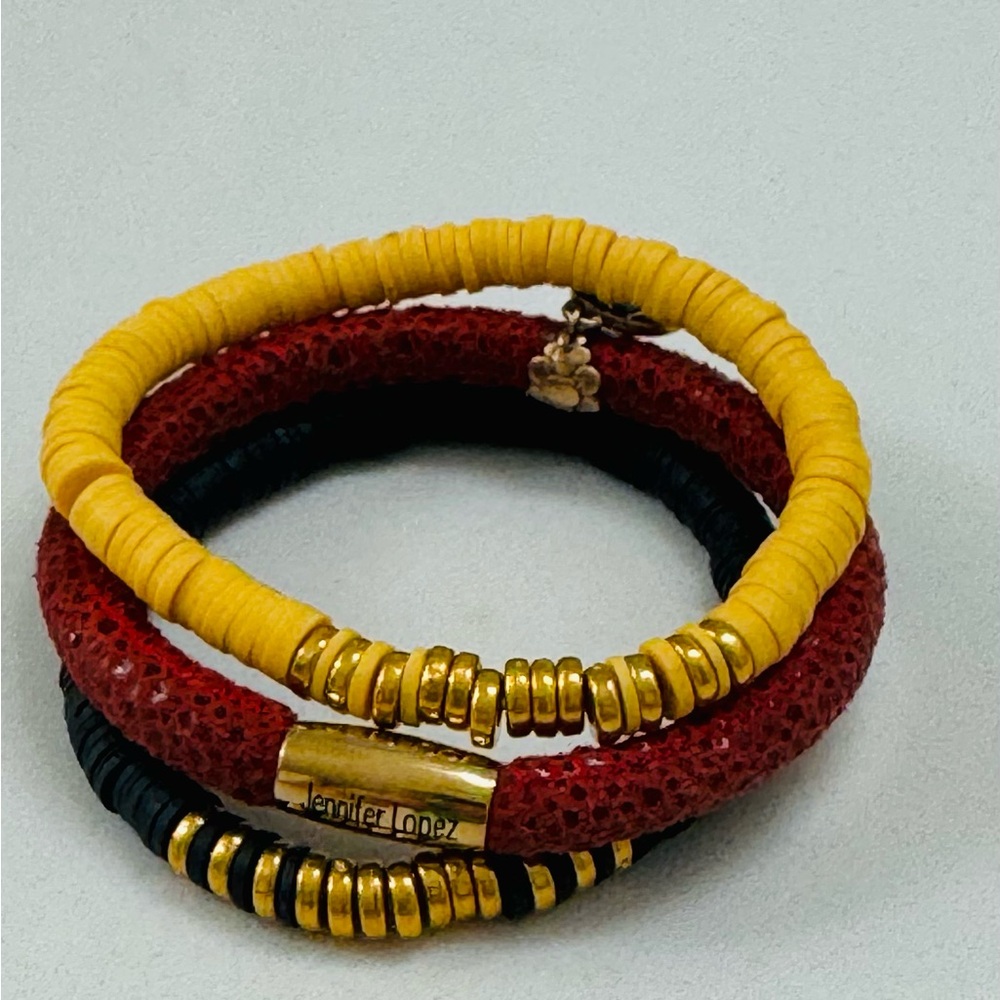 Jennifer Lopez Red and Yellow Bracelet Set